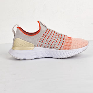 Nike Women React Phantom Orange grey Flyknit Running Sneakers sz 7.5