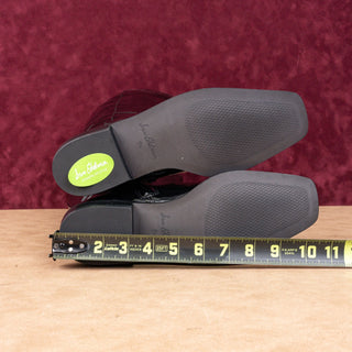 Sam Edelman Women Black Patent Leather Wide Calf Riding Flat Zip Knee Boots sz 7.5