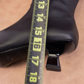 Franco Sarto Women Jennalyn Black Vegan Leather Kitten Heel Knee Boots sz 7
