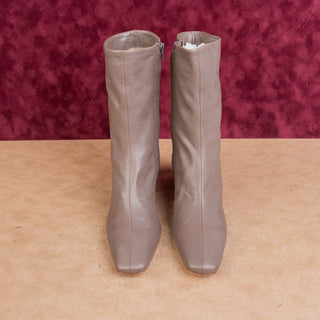 Pedro Garcia Women Taupe Grey Square Dress Zip Heeled Fashion Boots 8US EUR38.5
