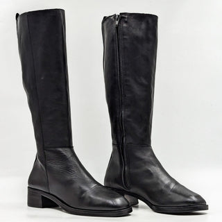 Nine West Women Pierce Black Leather Riding Zip Retro Vintage 90s Boots size 6