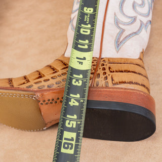 Macie Bean Women Slick Rikki Toasted Caiman Print Leather Cowboy Boos sz 6