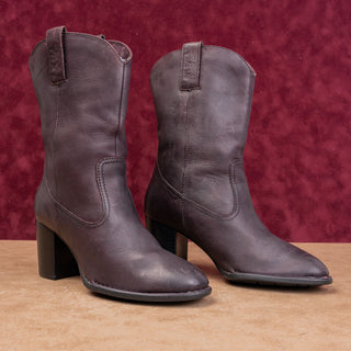 Born Women Crown Burgundy Leather Boho Cottage Western Cowboy Boots sz 6