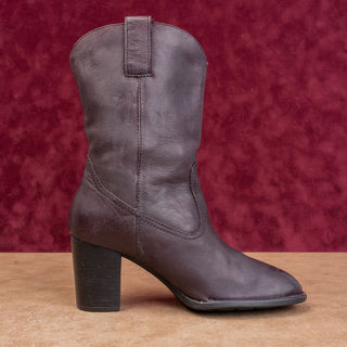 Born Women Crown Burgundy Leather Boho Cottage Western Cowboy Boots sz 6