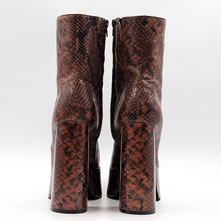 Jeffrey Campbell Women Mexique Snake Print Brown Leather Platform Boots size 10