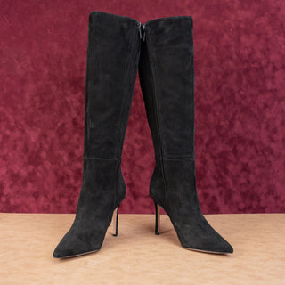 Veronica Beard Women Lisa Black Suede Wide Calf Dress Office Knee Boots size 9