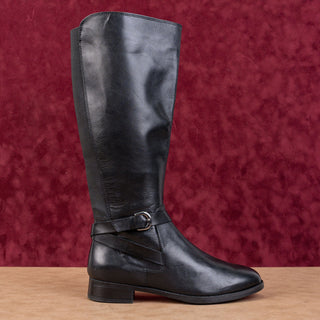 Clarks Women Place Wide Calf Black Leather Riding Equestrian Knee Boots sz 8.5