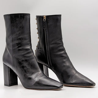 Valentino Women Rockstud Boots Black Calfskin Gold Studded Size 10US EUR 40.5