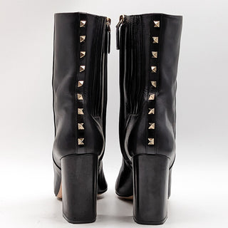 Valentino Women Rockstud Boots Black Calfskin Gold Studded Size 10US EUR 40.5