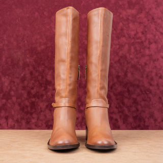 Linea Paolo Women Kamile Brown Leather Buckle Knee Riding Fashion Boots sz 9.5