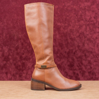 Linea Paolo Women Kamile Brown Leather Buckle Knee Riding Fashion Boots sz 9.5