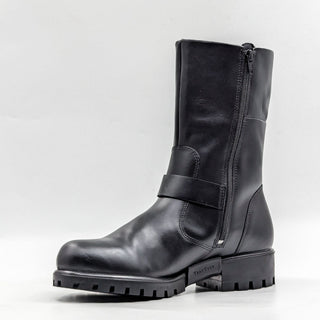 Ecco Women Modtray Black Leather Moto Biker Buckle Mid Calf Boots 8-8.5US EUR39