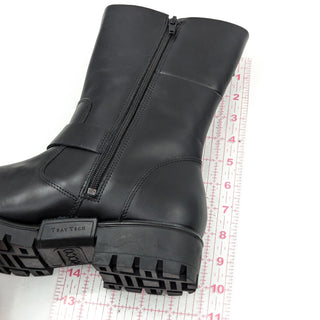 Ecco Women Modtray Black Leather Moto Biker Buckle Mid Calf Boots 8-8.5US EUR39