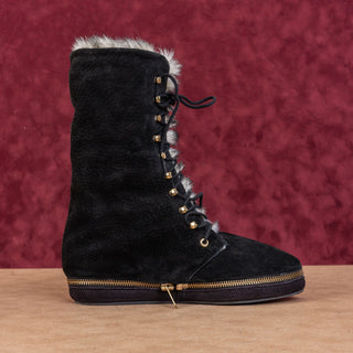 Stephane Kelian Paris Women Convert Boot loafer Black Suede Boots sz 7US UK 5