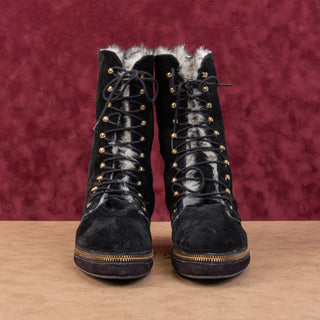 Stephane Kelian Paris Women Convert Boot loafer Black Suede Boots sz 7US UK 5