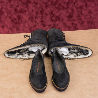 Stephane Kelian Paris Women Convert Boot loafer Black Suede Boots sz 7US UK 5