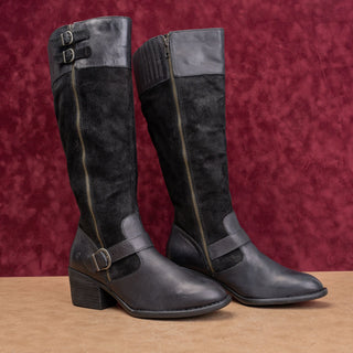 Born Women Modern Western Boho Zip Round Toe Riding Knee Heel Boots sz 9