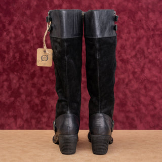 Born Women Modern Western Boho Zip Round Toe Riding Knee Heel Boots sz 9