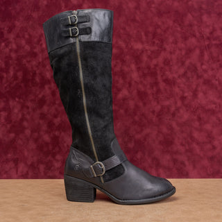 Born Women Modern Western Boho Zip Round Toe Riding Knee Heel Boots sz 9