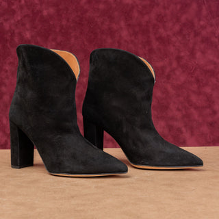 Paris Texas Women Modern Western Black Suede Stacked Heel Boots 10.5US EUR 41