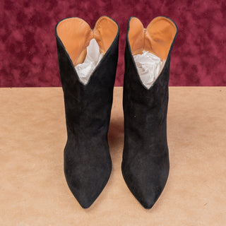 Paris Texas Women Modern Western Black Suede Stacked Heel Boots 10.5US EUR 41