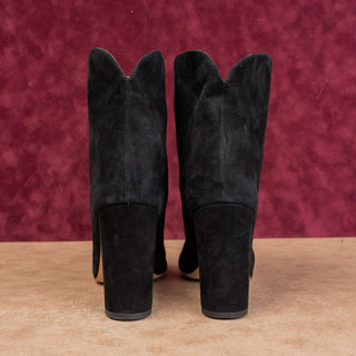 Paris Texas Women Modern Western Black Suede Stacked Heel Boots 10.5US EUR 41