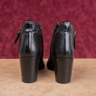 Minelli Wmn Black Leather Vintage Y2K Retro Round Toe Zip Ankle Boots 6US EUR36
