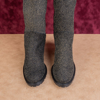 Ross&Snow Women Rosina Gold Glitter Leather Fashion Party Night Knee Boots sz 9