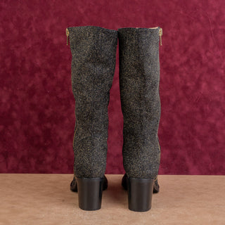 Ross&Snow Women Rosina Gold Glitter Leather Fashion Party Night Knee Boots sz 9