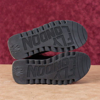 Fly London Women Mes Black Leather Festival Comfortable Wedge Boots 5.5US EUR36