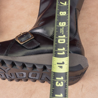 Fly London Women Mes Black Leather Festival Comfortable Wedge Boots 5.5US EUR36