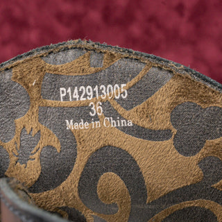 Fly London Women Mes Black Leather Festival Comfortable Wedge Boots 5.5US EUR36