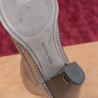 Michael Kors Women Party Divia Silver Metallic Leather Modern Western Boots sz 8