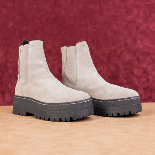 Marc Fisher Women Pauline Chelsea Festival Retro Platform Grey Suede Boots 9.5