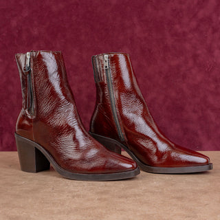 AllSaints Wmn Cohen Western Cowboy Burgundy Patent Leather Boots 8US EUR 38