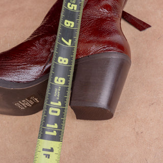 AllSaints Wmn Cohen Western Cowboy Burgundy Patent Leather Boots 8US EUR 38