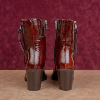 AllSaints Wmn Cohen Western Cowboy Burgundy Patent Leather Boots 8US EUR 38