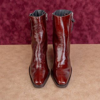 AllSaints Wmn Cohen Western Cowboy Burgundy Patent Leather Boots 8US EUR 38