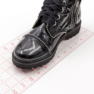 Zadig & Voltaire Women Joe Wrinkle Stud Black Leather Combat Boots 6US EUR 37