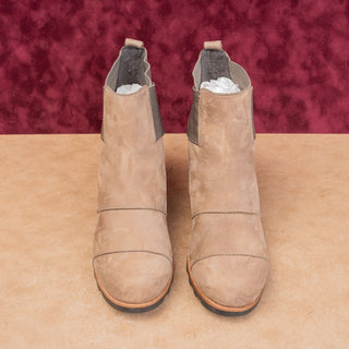 Sorel Women Addington Distress Taupe Nubuck Heel Chelsea Boots size 10