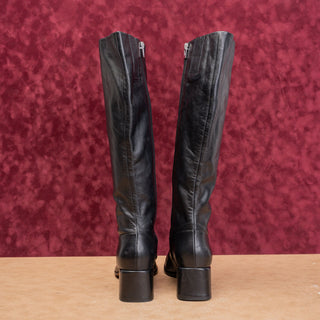 Via Spiga Women Vintage Y2K Retro Zip Fashion Square Toe Knee Boots 10US EUR40