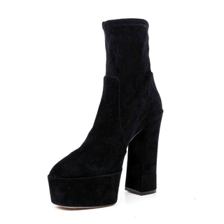 Stuart Weitzman Women Sky High Stretch Black Suede Platform Ankle Boots sz 8.5