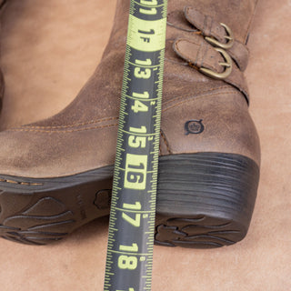 Born Women Albi Brown Leather Western Buckle Fashion Knee Boots sz 9.5