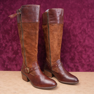 Born Women Alize Brown Leather Suede Western Double Zipper Boho Boots sz 10
