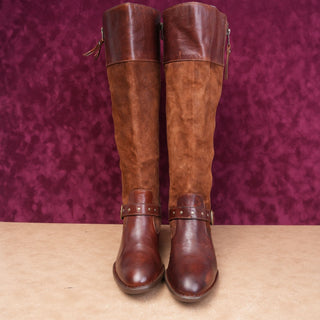 Born Women Alize Brown Leather Suede Western Double Zipper Boho Boots sz 10