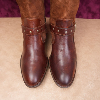 Born Women Alize Brown Leather Suede Western Double Zipper Boho Boots sz 10