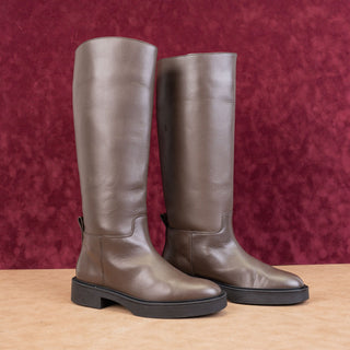 Zara Women Brown Leather Riding Fashion Equestrian Boots sz 7-7.5US EUR38