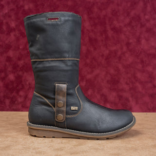 Remonte Wmn Shanice Black Vegan Leather Tex Folded Buckle Boots 8.5-9US EUR40