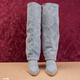 Wonderwest Women Zendaya Blue Suede Tall Western Cowboy Boots sz 7.5