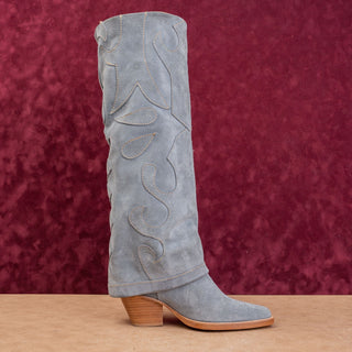 Wonderwest Women Zendaya Blue Suede Tall Western Cowboy Boots sz 7.5